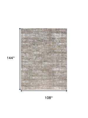 Homeroots 9' X 12' Brown And Ivory Abstract Non Skid Area Rug  Polyester 551383