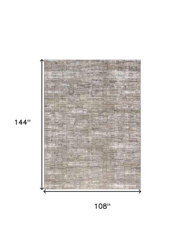 Homeroots 9' X 12' Brown And Ivory Abstract Non Skid Area Rug  Polyester 551383