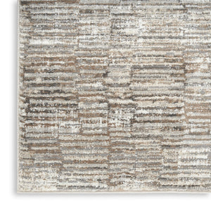 HomeRoots 5' Brown and Ivory Abstract Area Rug - Soft, Non-Skid, Stain-Resistant Design for Modern Living Spaces 9' X 12' 551383