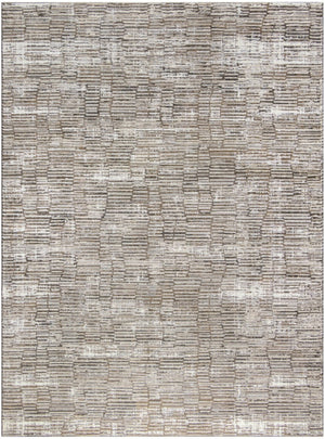 HomeRoots 5' Brown and Ivory Abstract Area Rug - Soft, Non-Skid, Stain-Resistant Design for Modern Living Spaces 9' X 12' 551383