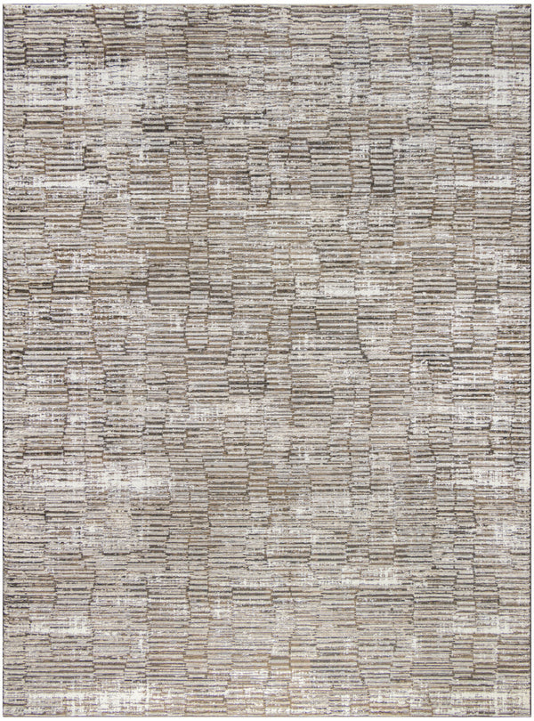 Homeroots 9' X 12' Brown And Ivory Abstract Non Skid Area Rug  Polyester 551383