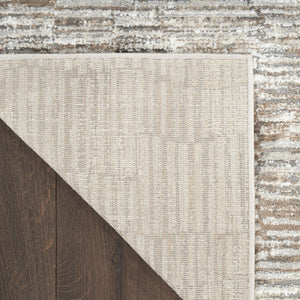 HomeRoots 5' Brown and Ivory Abstract Area Rug - Soft, Non-Skid, Stain-Resistant Design for Modern Living Spaces 9' X 12' 551383