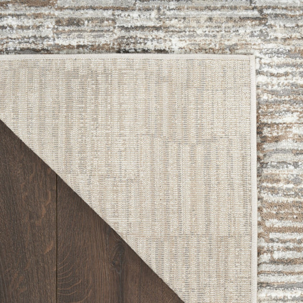 HomeRoots 5' Brown and Ivory Abstract Area Rug - Soft, Non-Skid, Stain-Resistant Design for Modern Living Spaces 9' X 12' 551383