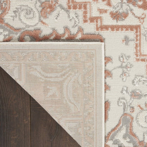 HomeRoots 9' Elegant Ivory and Red Floral Medallion Area Rug – Timeless Bohemian Design for Any Room 9' X 12' 551385