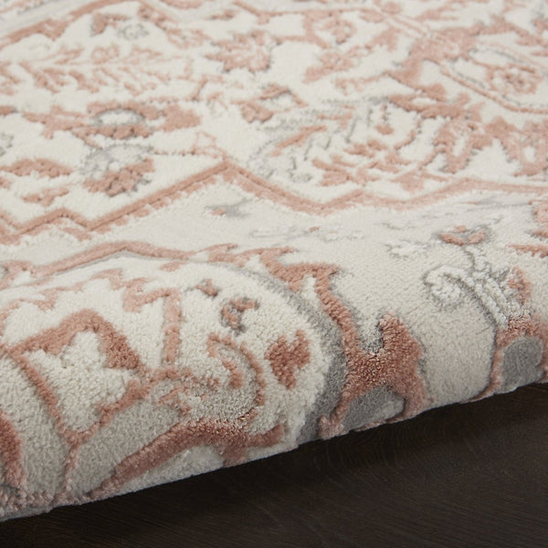 HomeRoots 9' Elegant Ivory and Red Floral Medallion Area Rug – Timeless Bohemian Design for Any Room 9' X 12' 551385