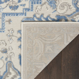 HomeRoots 8' Elegant Ivory and Blue Floral Area Rug - Durable, Non-Skid Design for Timeless Home Style 9' X 12' 551386