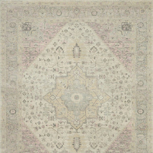 Homeroots 9' Ivory Pink & Gray Floral Medallion Distressed Area Rug - Durable, Stain-resistant, Stylish Decor Piece  Polypropylene 551391