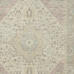 Homeroots 9' Ivory Pink & Gray Floral Medallion Distressed Area Rug - Durable, Stain-resistant, Stylish Decor Piece  Polypropylene 551391