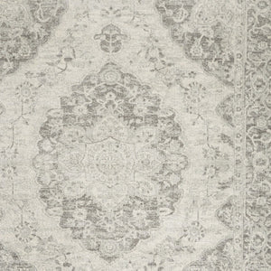 Homeroots 9' Ivory & Gray Floral Medallion Distressed Area Rug - Stain Resistant, Durable, Perfect For Homes!  Polypropylene 551394