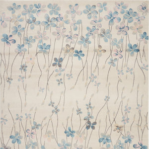 Homeroots 9' X 12' Ivory And Blue Floral Area Rug - Stain-resistant, Durable, Perfect For Homes With Kids & Pets  Polypropylene 551396
