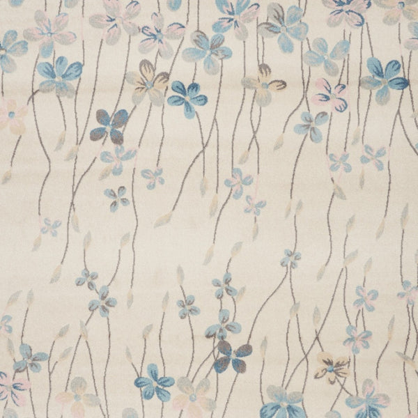 Homeroots 9' X 12' Ivory And Blue Floral Area Rug - Stain-resistant, Durable, Perfect For Homes With Kids & Pets  Polypropylene 551396