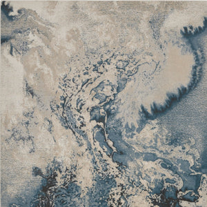 Homeroots 9' X 12' Ivory Teal Blue And Black Abstract Non Skid Area Rug  Polyester 551398