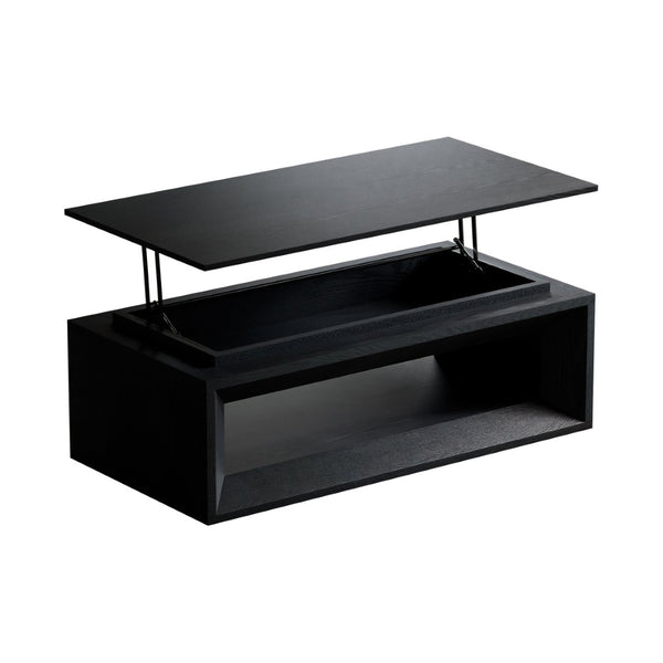 English Elm 43.3'' Wood Veneer Lift Top Coffee Table with Hidden Storage for Living Room Black W1435P453256