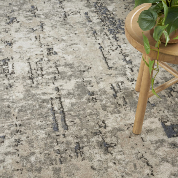 HomeRoots 9' X 12' Cream Abstract Power Loom Area Rug - Modern Elegance for Living Spaces, Durable & Easy Care 551400