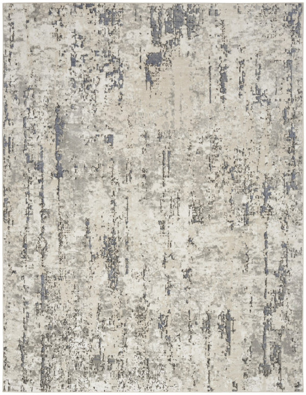 HomeRoots 9' X 12' Cream Abstract Power Loom Area Rug - Modern Elegance for Living Spaces, Durable & Easy Care 551400