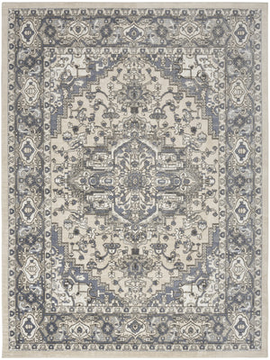 Homeroots 9' X 12' Cream Floral Power Loom Area Rug  Polypropylene,Polyester 551401