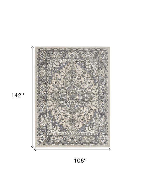 Homeroots 9' X 12' Cream Floral Power Loom Area Rug  Polypropylene,Polyester 551401