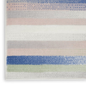 HomeRoots 8' Abstract Distressed Area Rug in Ivory Tan and Blue – Durable, Stain-Resistant, Non-Skid Design 8' X 12' 551403