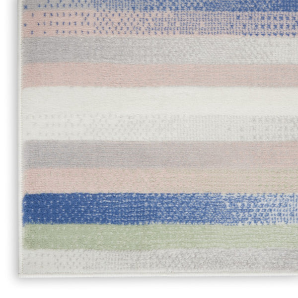 HomeRoots 8' Abstract Distressed Area Rug in Ivory Tan and Blue – Durable, Stain-Resistant, Non-Skid Design 8' X 12' 551403