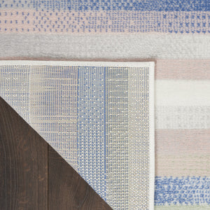 Homeroots 8' X 12' Ivory Tan And Blue Abstract Distressed Non Skid Area Rug  Polypropylene 551403