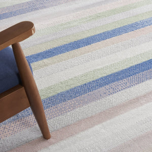 HomeRoots 8' Abstract Distressed Area Rug in Ivory Tan and Blue – Durable, Stain-Resistant, Non-Skid Design 8' X 12' 551403