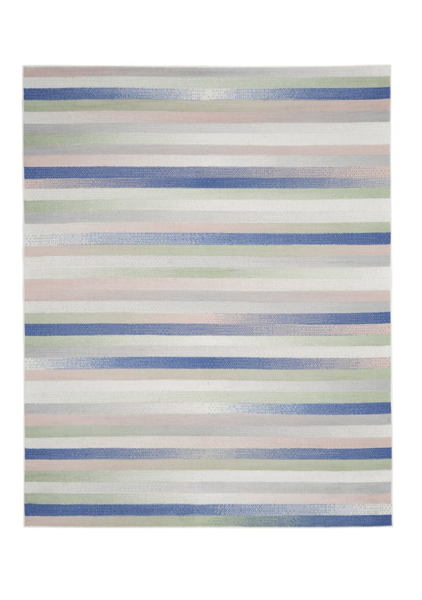 HomeRoots 8' Abstract Distressed Area Rug in Ivory Tan and Blue – Durable, Stain-Resistant, Non-Skid Design 8' X 12' 551403