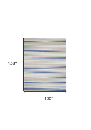 Homeroots 8' X 12' Ivory Tan And Blue Abstract Distressed Non Skid Area Rug  Polypropylene 551403