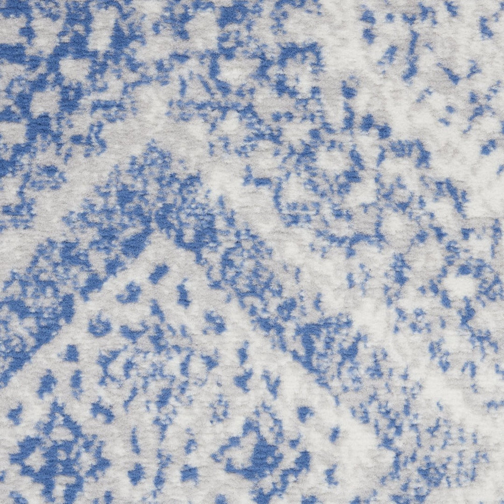 HomeRoots 8' Ivory and Blue Geometric Distressed Area Rug - Durable, Non-Skid Design for Modern Homes 8' X 12' 551406