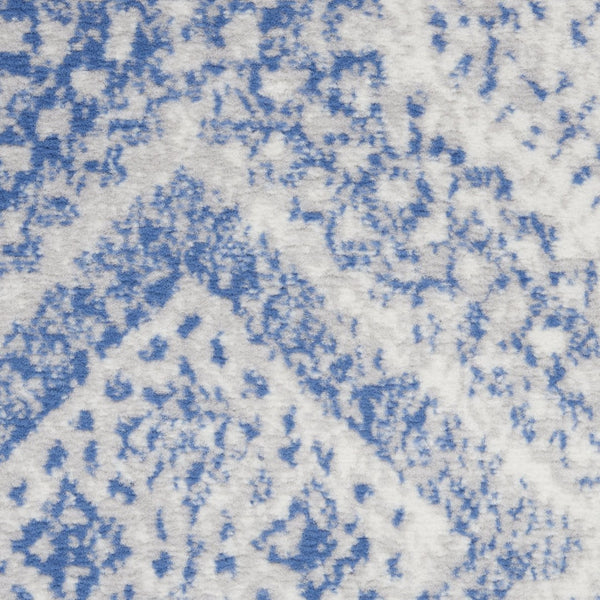 HomeRoots 8' Ivory and Blue Geometric Distressed Area Rug - Durable, Non-Skid Design for Modern Homes 8' X 12' 551406