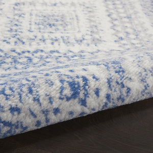 HomeRoots 8' Ivory and Blue Geometric Distressed Area Rug - Durable, Non-Skid Design for Modern Homes 8' X 12' 551406