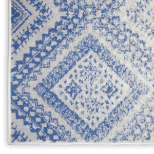 HomeRoots 8' Ivory and Blue Geometric Distressed Area Rug - Durable, Non-Skid Design for Modern Homes 8' X 12' 551406