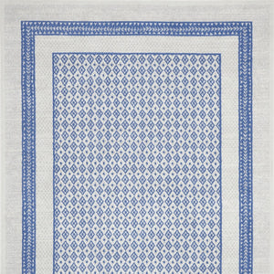 Homeroots 8' X 12' Ivory And Blue Geometric Distressed Area Rug - Durable, Non-skid, Stain Resistant Design! 8' X 12' Polyester 551407