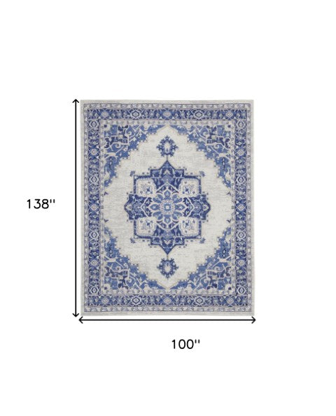 Homeroots 7' Elegant Floral Medallion Area Rug - Durable, Stain-resistant, Non-skid Design For Cozy Spaces 8' X 12' Polyester 551409