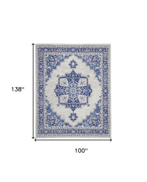 Homeroots 7' Elegant Floral Medallion Area Rug - Durable, Stain-resistant, Non-skid Design For Cozy Spaces 8' X 12' Polyester 551409
