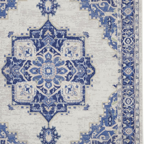 Homeroots 7' Elegant Floral Medallion Area Rug - Durable, Stain-resistant, Non-skid Design For Cozy Spaces 8' X 12' Polyester 551409