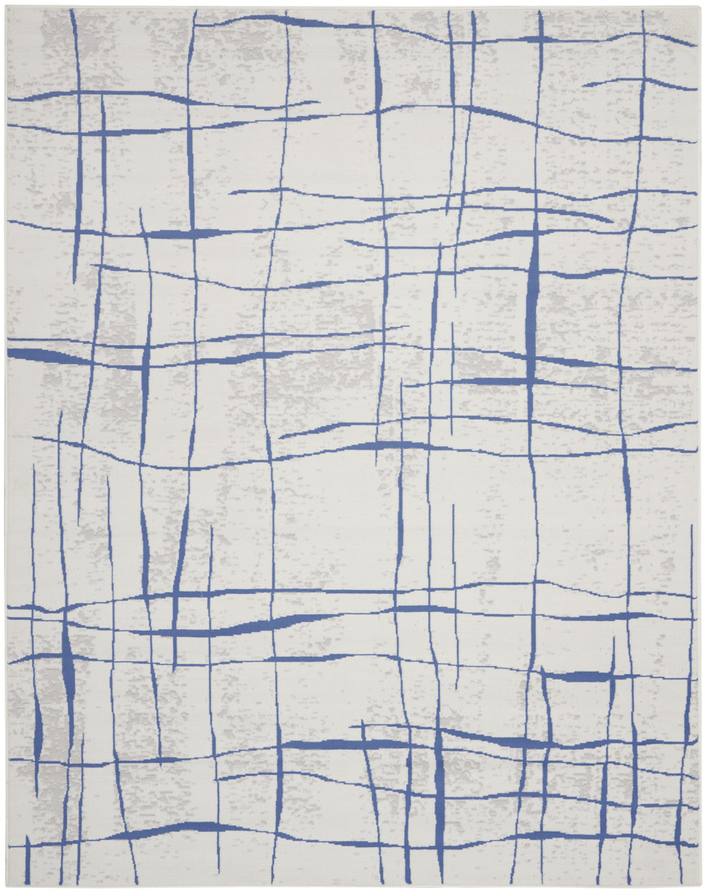 Homeroots 8' X 12' Ivory And Blue Abstract Geometric Distressed Non Skid Area Rug  Polypropylene 551410