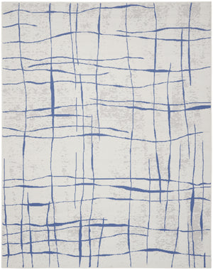 Homeroots 8' X 12' Ivory And Blue Abstract Geometric Distressed Non Skid Area Rug  Polypropylene 551410