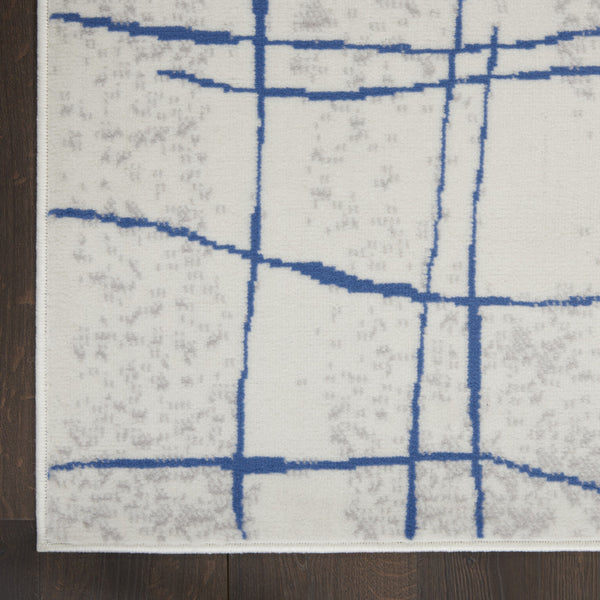 Homeroots 8' X 12' Ivory And Blue Abstract Geometric Distressed Non Skid Area Rug  Polypropylene 551410
