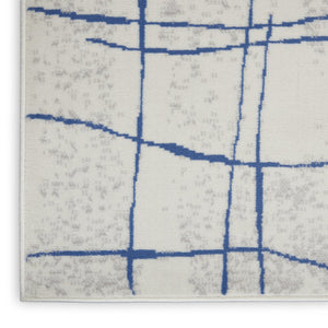 HomeRoots 7' Elegant Ivory and Blue Abstract Distressed Area Rug - Durable, Stain-Resistant, Stylish Design 8' X 12' 551410