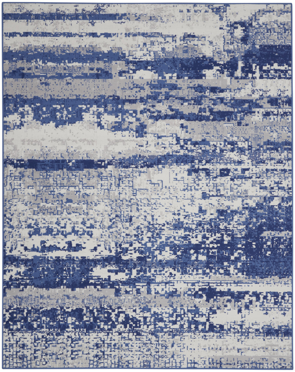 Homeroots 8' X 12' Ivory And Navy Blue Abstract Distressed Non Skid Area Rug  Polypropylene 551411