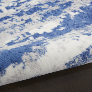 HomeRoots 7' Ivory and Navy Blue Abstract Distressed Area Rug – Durable, Stain-Resistant, Perfect for High-Traffic Spaces 8' X 12' 551411