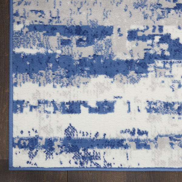 Homeroots 8' X 12' Ivory And Navy Blue Abstract Distressed Non Skid Area Rug  Polypropylene 551411