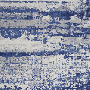 Homeroots 8' X 12' Ivory And Navy Blue Abstract Distressed Non Skid Area Rug  Polypropylene 551411