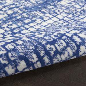 HomeRoots 8' Ivory and Navy Blue Abstract Area Rug - Modern, Stain-Resistant Design for High-Traffic Spaces 8' X 12' 551412