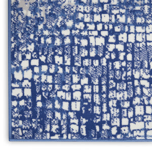 HomeRoots 8' Ivory and Navy Blue Abstract Area Rug - Modern, Stain-Resistant Design for High-Traffic Spaces 8' X 12' 551412