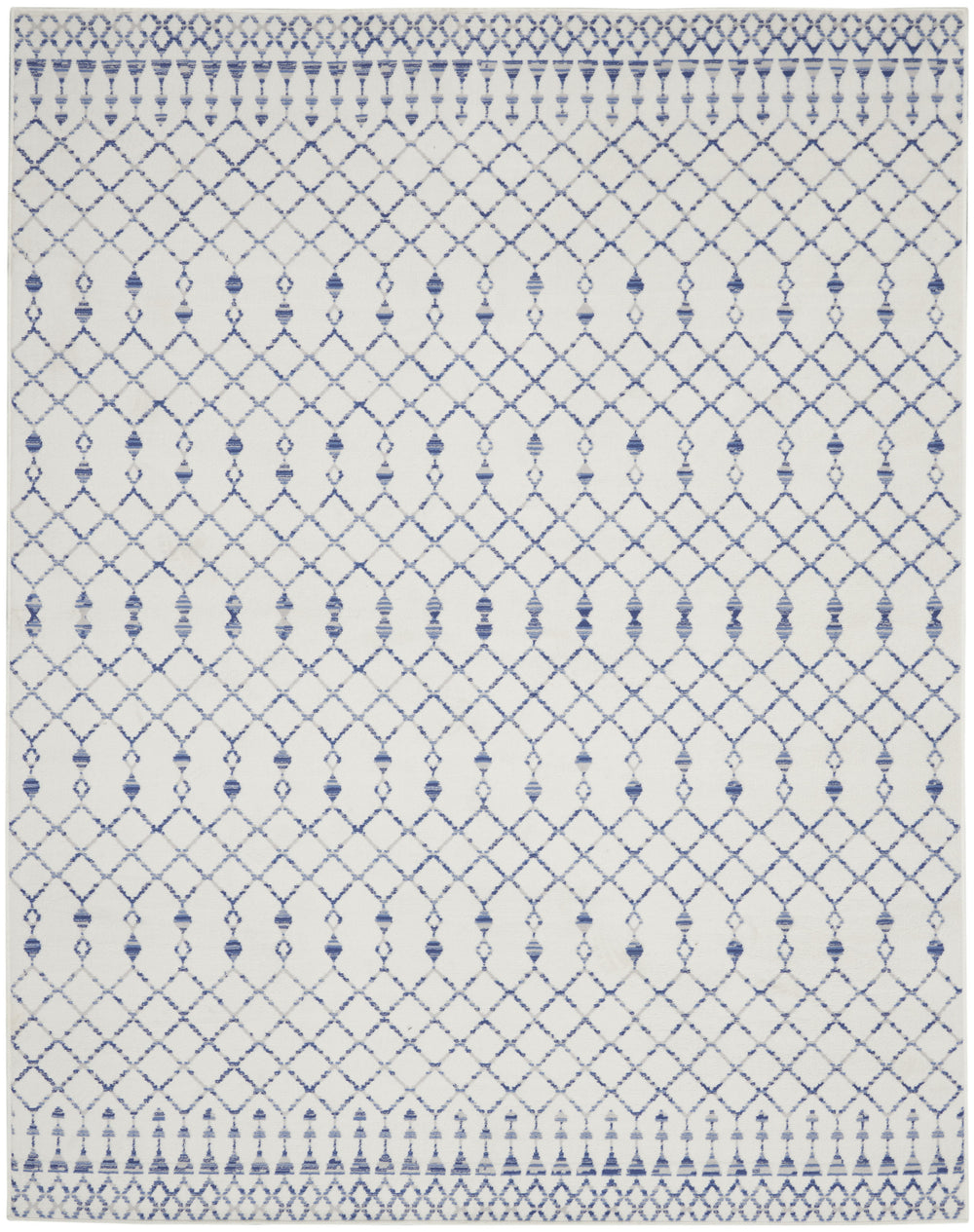 Homeroots 8' X 12' Ivory And Blue Geometric Distressed Non Skid Area Rug  Polypropylene 551413