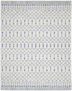 Homeroots 8' X 12' Ivory And Blue Geometric Distressed Non Skid Area Rug  Polypropylene 551413