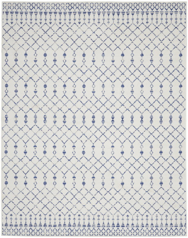 Homeroots 8' X 12' Ivory And Blue Geometric Distressed Non Skid Area Rug  Polypropylene 551413