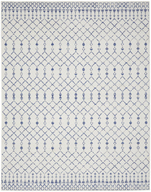 Homeroots 8' X 12' Ivory And Blue Geometric Distressed Non Skid Area Rug  Polypropylene 551413