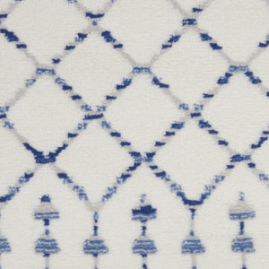 HomeRoots 8' Elegant Ivory and Blue Geometric Distressed Area Rug – Soft, Non-Skid, Stain Resistant Design 8' X 12' 551413